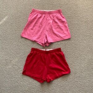 Soffe Girls’ Shorts Bundle Size Medium Pink Red Stretchy Soft Casual Bottoms EUC